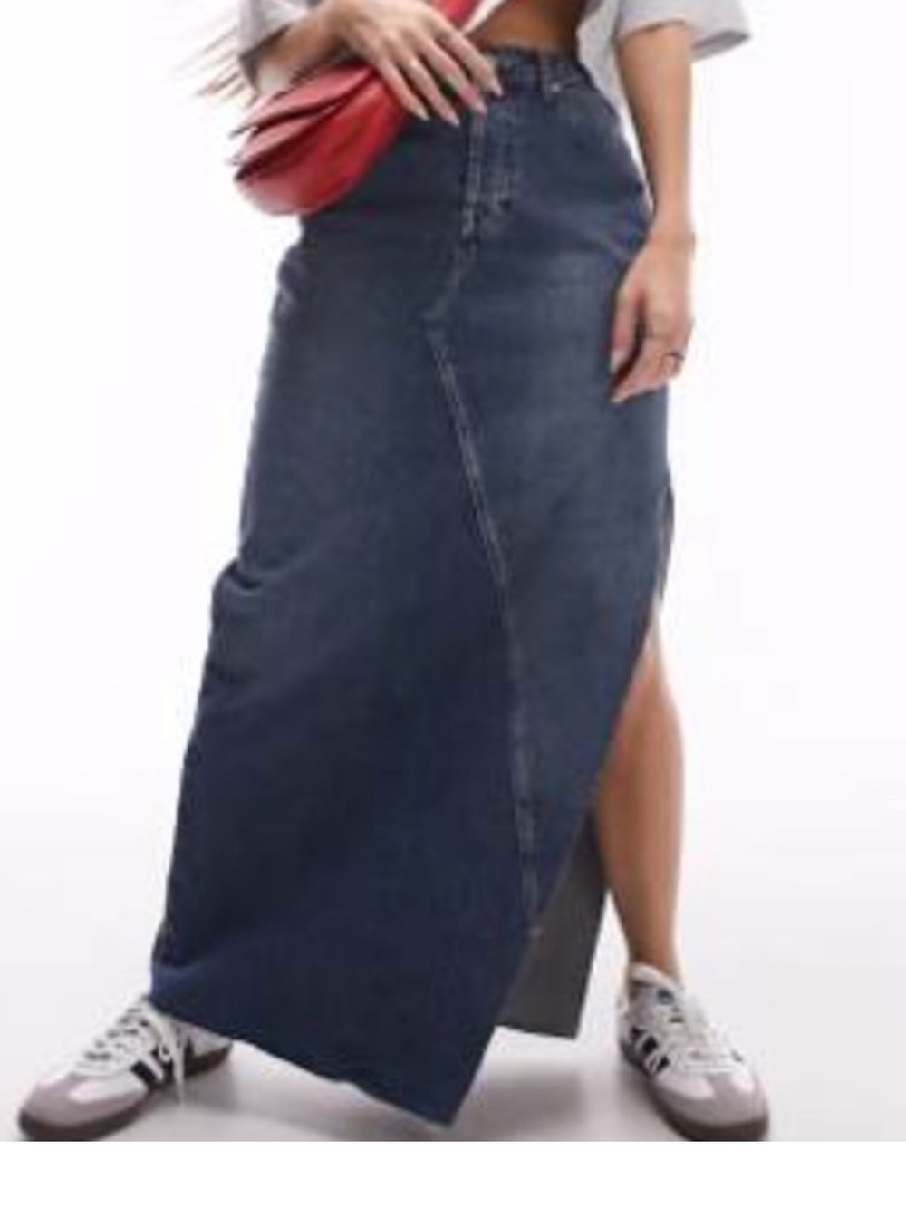 Top Shop Blue Denim Maxi Skirt with Side Slit - Worn once